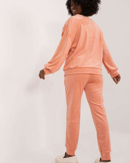 Elegant Bow Detail Velour Lounge Set Italy Moda Women