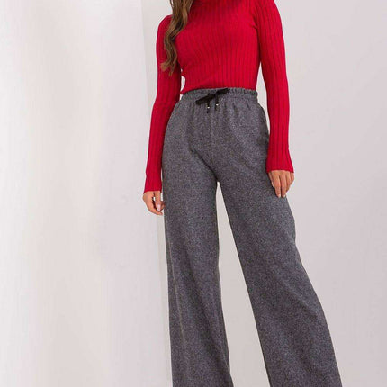 Chic Gray-Black High-Waisted Wide-Leg Pants for Modern Women