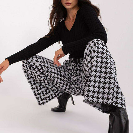 Chic Gray-Black High-Waisted Wide-Leg Pants for Modern Women
