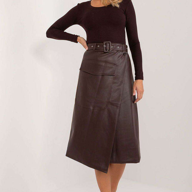 Sustainable Style: Belted Midi Skirt with Innovative Envelope Front
