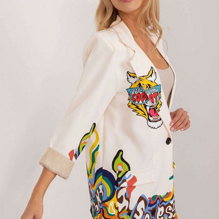 Italy Moda Floral Print Jacket For Women Casual Chic