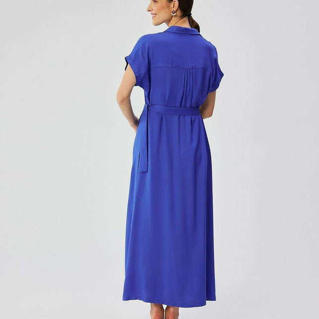 Chic Viscose Collared Maxi Dress