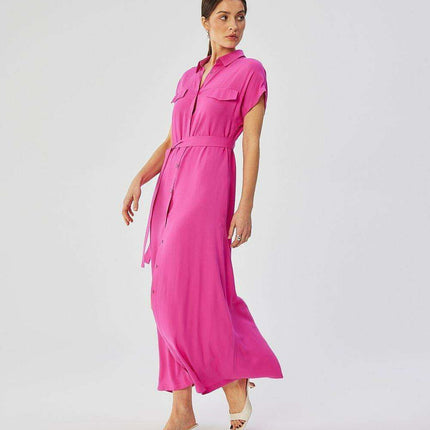 Chic Viscose Collared Maxi Dress