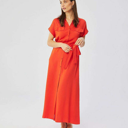 Chic Viscose Collared Maxi Dress
