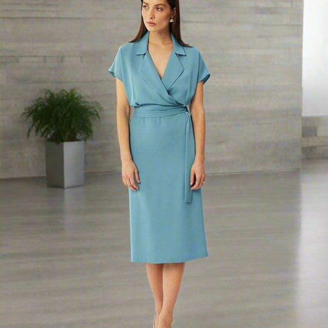 Elegant Midi Dress with Airy Kimono Sleeves - Made in Europe