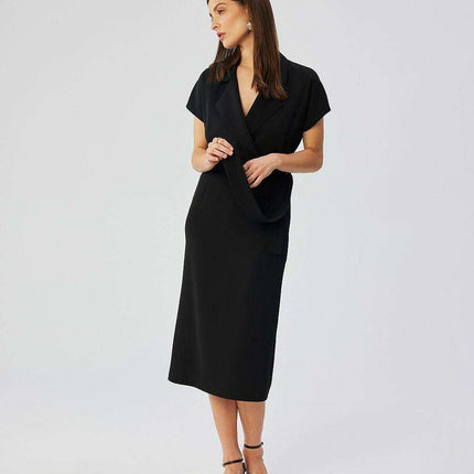 Elegant Midi Dress with Airy Kimono Sleeves - Made in Europe