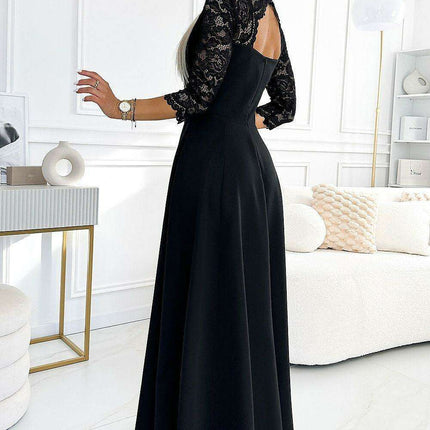 Chic Black Lace Evening Gown by Numoco
