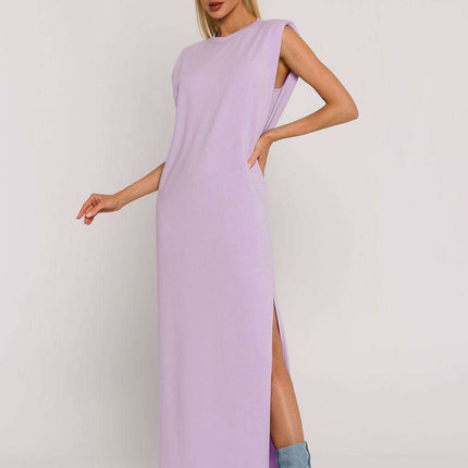 Stylish Knit Maxi Dress with Contemporary Shoulder Detail