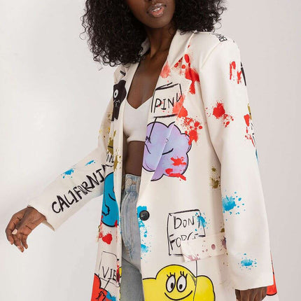 Italy Moda Floral Print Jacket For Women Casual Chic