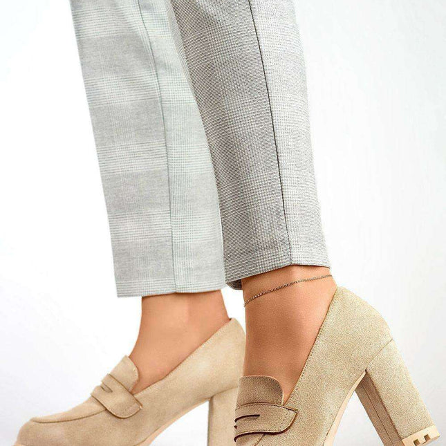 Chic Beige Eco-Suede Pumps with Stiletto Heel