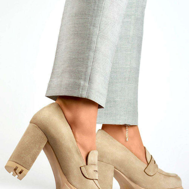 Chic Beige Eco-Suede Pumps with Stiletto Heel