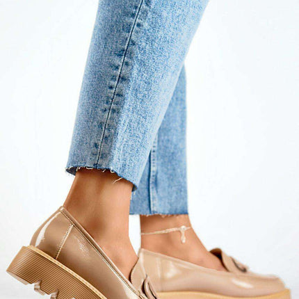 Elegant Beige Eco-Leather Half-Boots