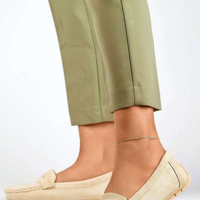 Chic Beige Suede Moccasins