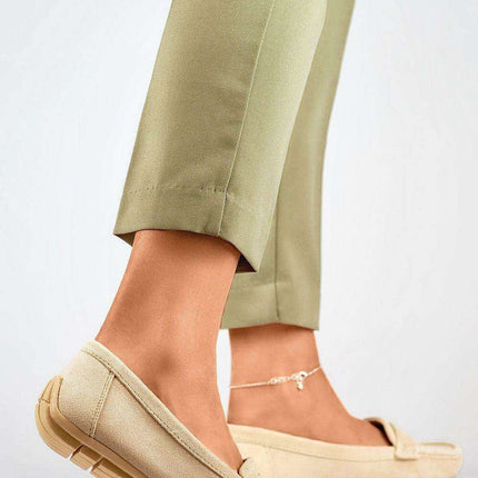 Chic Beige Suede Moccasins