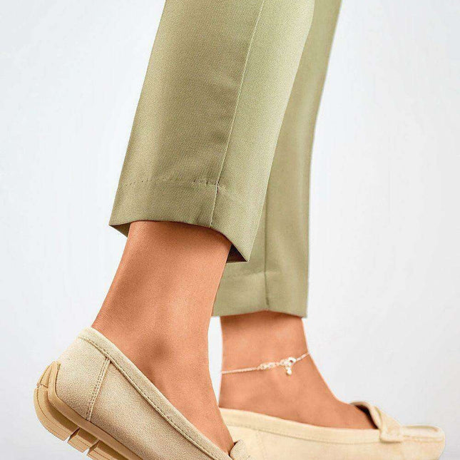 Chic Beige Suede Moccasins