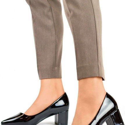 Elegant Black Patent Leather Block Heel Pumps by PRIMO