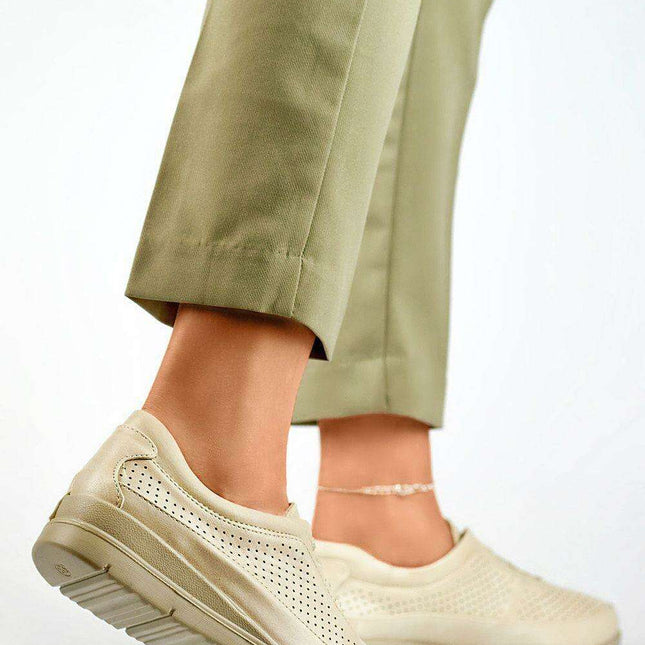 Elegant Eco-Friendly Beige Mocassin Half-Boots