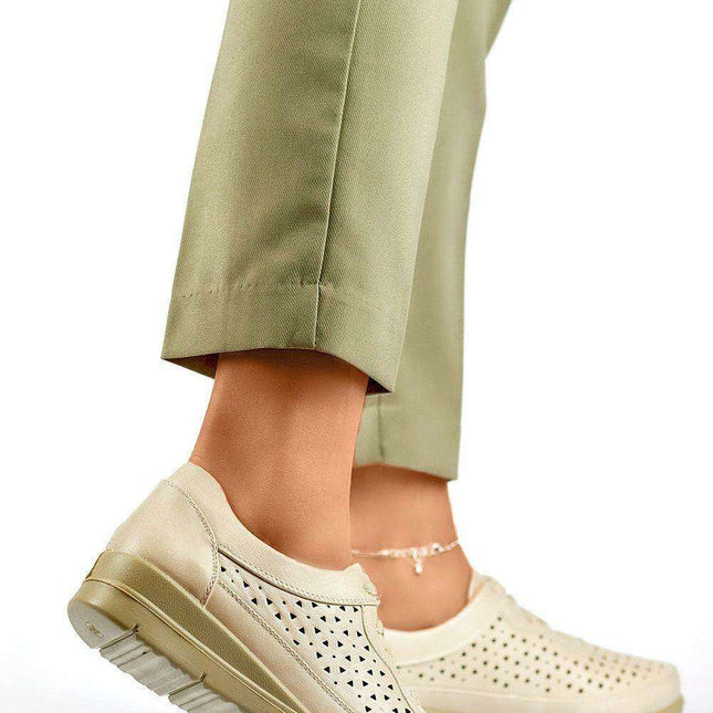 Chic Beige Leather Mocassin PRIMO Semi-Boots