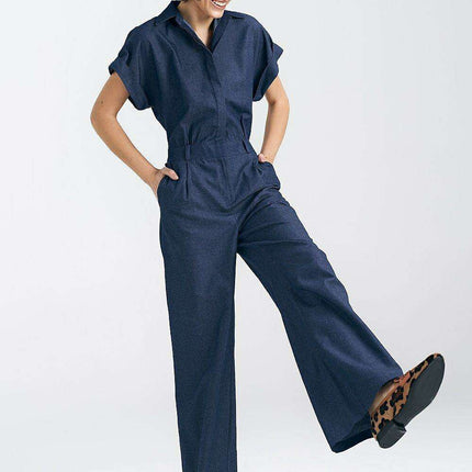 Chic Cotton Denim Jumpsuit Made In Europe Premium Quality