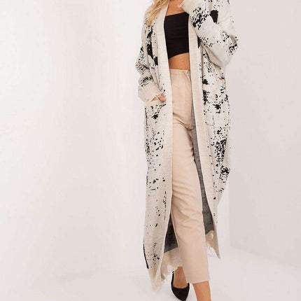 Chic and Cozy Ankle-Length Printed Cardigan with Handy Pockets