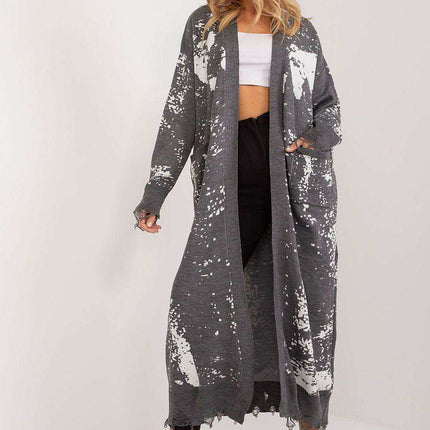 Chic and Cozy Ankle-Length Printed Cardigan with Handy Pockets