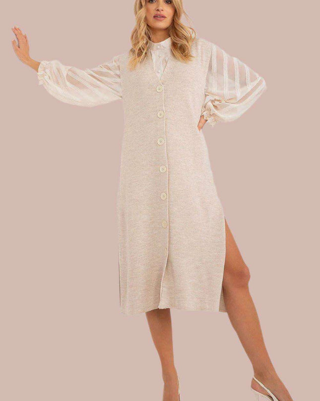 Chic Knit Midi Dress with Heart Neckline