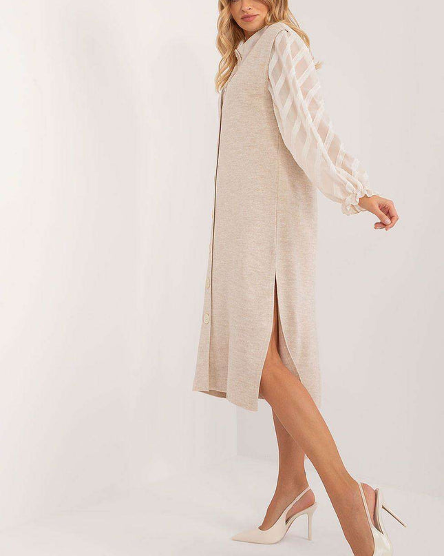 Chic Knit Midi Dress with Heart Neckline