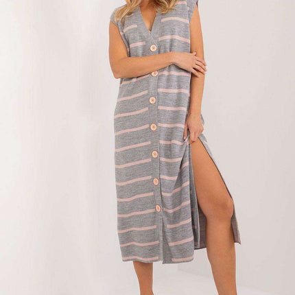 Chic Striped Midi Dress with Romantic Heart Neckline for Everyday Elegance