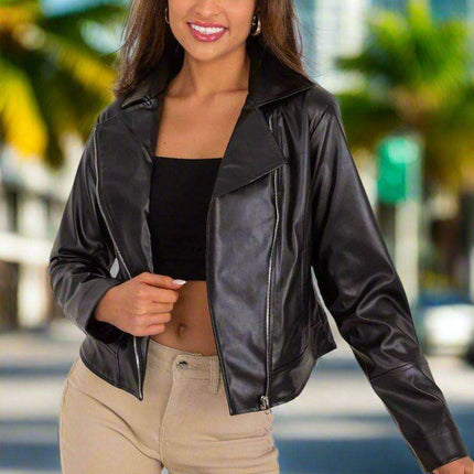Eco-Conscious Fashion Zippered Jacket with Stylish Lapels and Practical Pockets