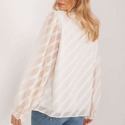 Chic Textured Long-Sleeve Women's Button-Up Blouse