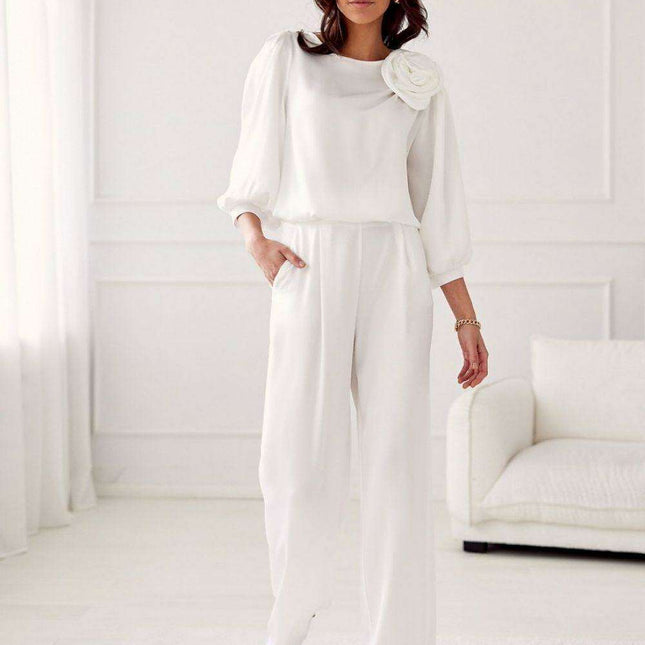 Elsa Satin Wide Leg Trousers by Roco Fashion