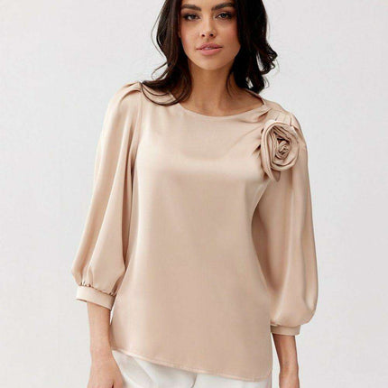 Elegant Satin Rose Blouse - Luxurious Fashion Statement