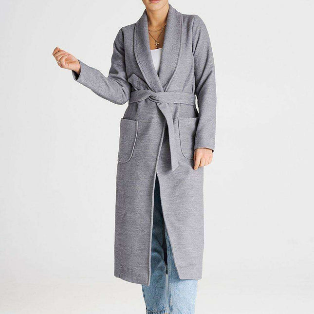 Chic Tie-Belted Long Coat