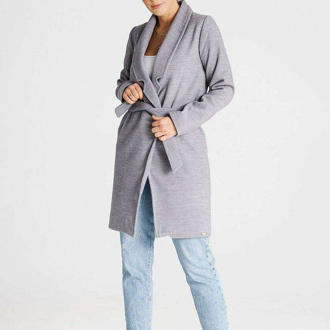 Elegant Collared Coat with Belt Option