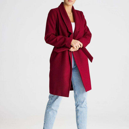 Elegant Collared Coat with Belt Option