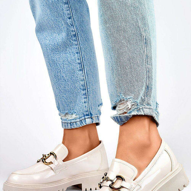 Sustainable Patent Leather Heeled Moccasins for Women