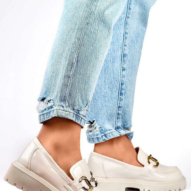 Sustainable Patent Leather Heeled Moccasins for Women