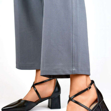 Eco-Chic Block Heel Pumps with Elegant Buckle Design