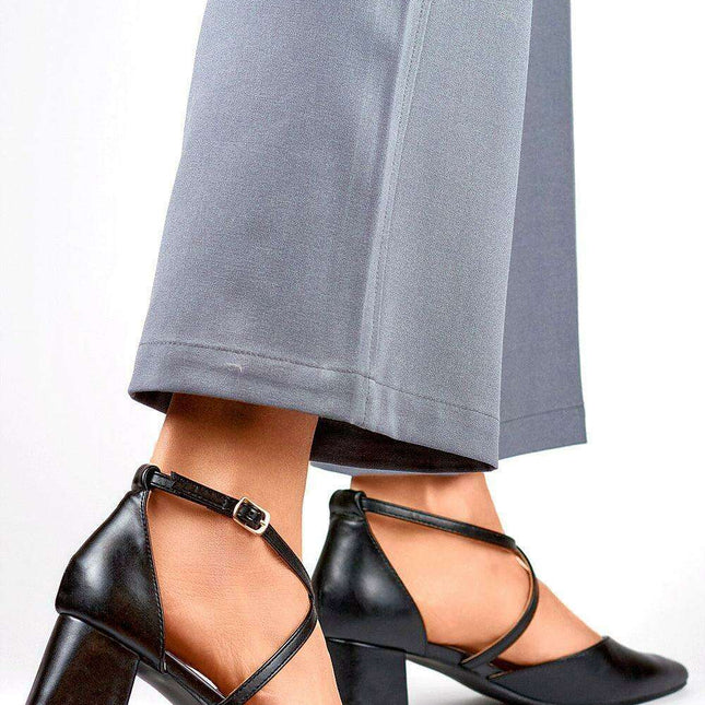 Eco-Chic Block Heel Pumps with Elegant Buckle Design