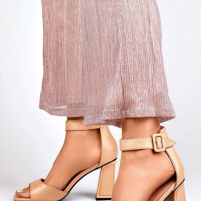 Eco-Friendly Elegant Heeled Sandals with Sustainable Leather Footbed