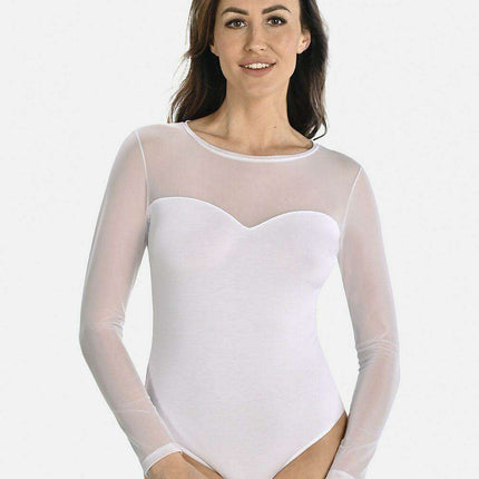 Chic Mesh Detail Long Sleeve Bodysuit