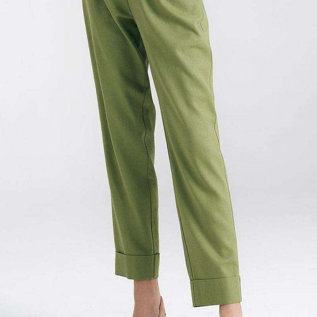 Nife Womens Effortlessly Chic Green Straight Leg Trousers