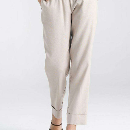 Nife Womens Effortlessly Chic Green Straight Leg Trousers