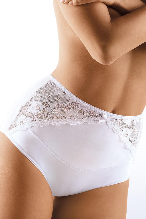 Lace-Adorned High-Waisted Briefs with Bow Detail