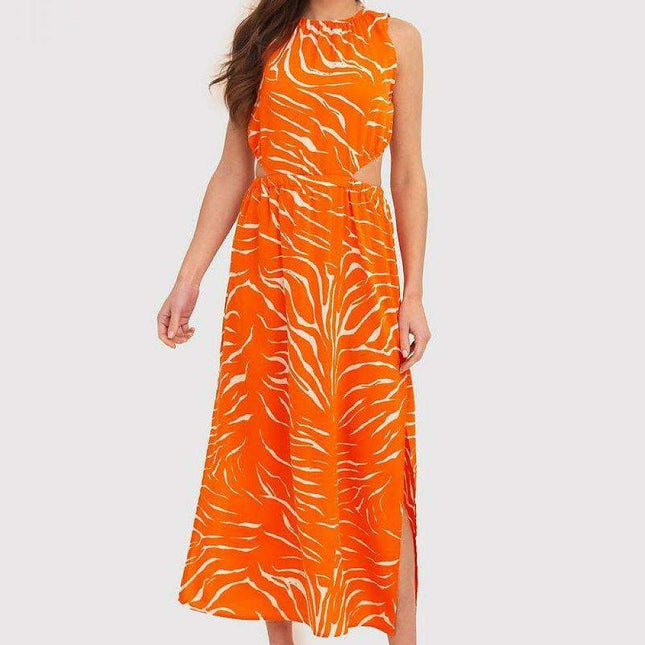 Chic Orange Floral Midi Dress by Ax Paris