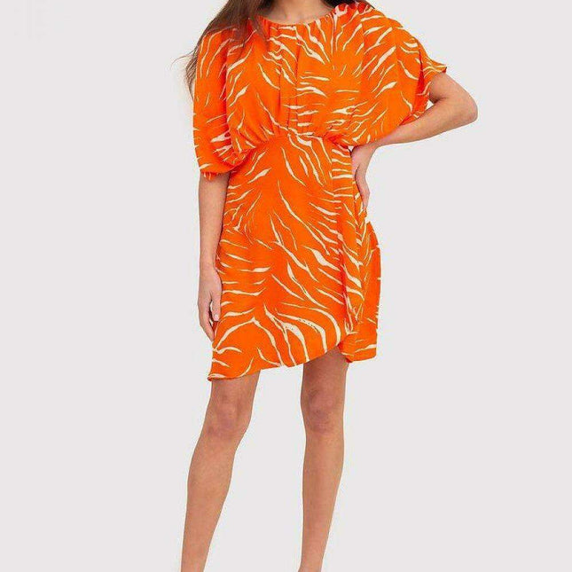 Vibrant Orange Flowing Summer Mini Dress by Ax Paris