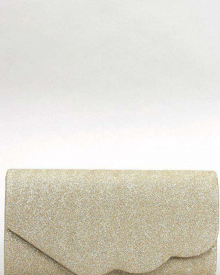 Iridescent Glamour Fabric Clutch with Removable Chain