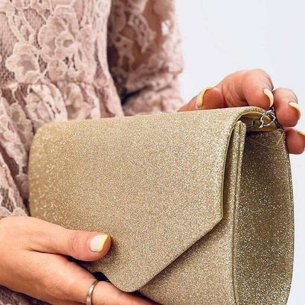 Iridescent Glamour Fabric Clutch with Removable Chain