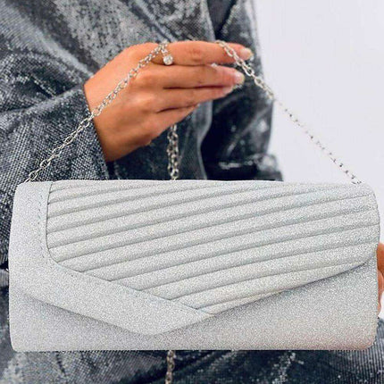 Iridescent Elegance: Versatile Clutch Bag with Chain Strap - Inello