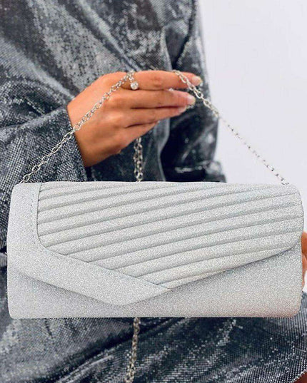 Iridescent Elegance: Versatile Clutch Bag with Chain Strap - Inello